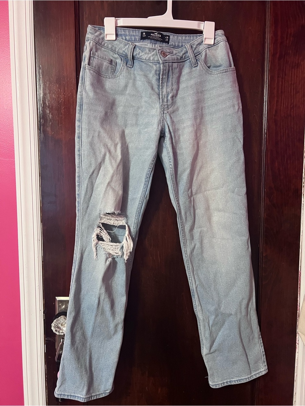 Hollister Light Blue Distressed Straight-Leg Jeans